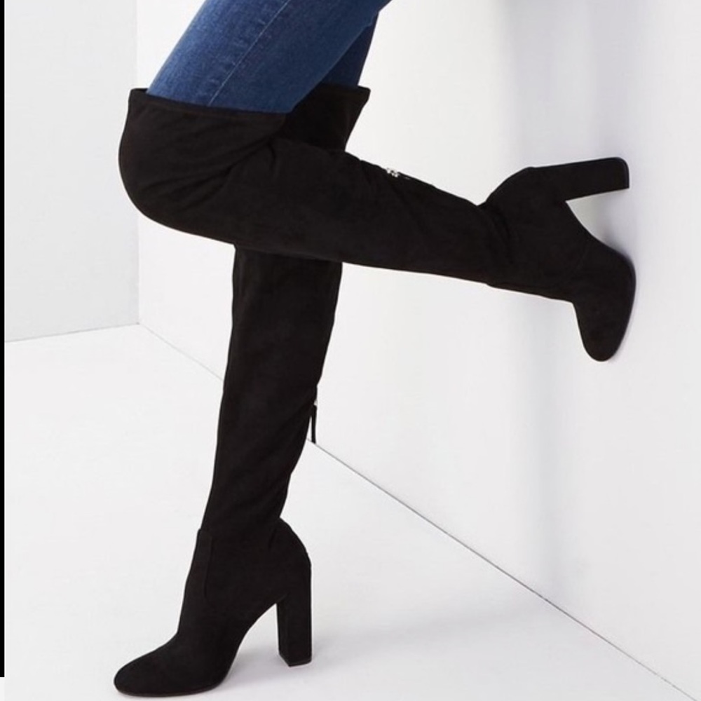 Steve Madden Emotions Black Suede Over the Knee Boots Size 8